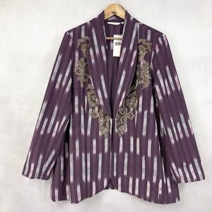 Soft Surroundings Womens Jacket 1X Beaded‎ Embroidered Artsy Boho Statement Glam